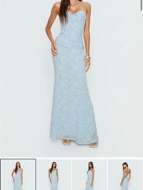 Princess Polly Light Blue floral Maxi Dress